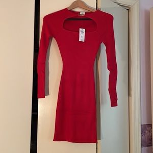 Red knit dress